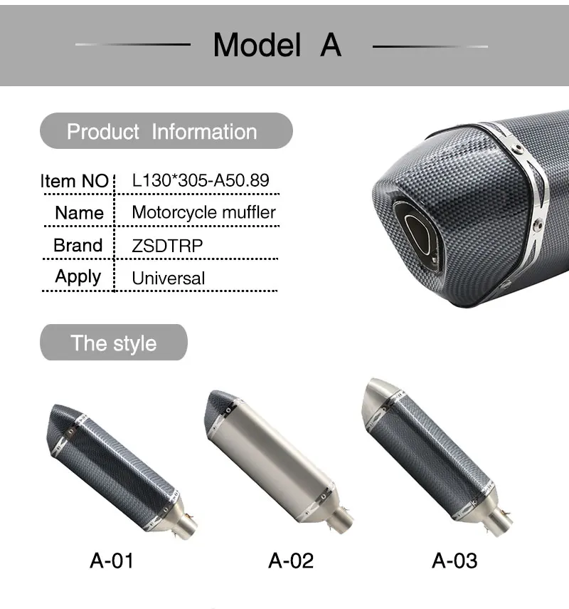 ZSDTRP 35-51 мм мотоцикл Akrapovic большой размер глушитель выхлопной трубы Модифицированная выхлопная труба для z900 zx6r R6 cbr500r gsxr1000r