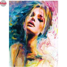 Фото на заказ Алмазная Картина Портрет цвет девушка Модульная картина по номерам Алмазная вышивка мозаика крестиком Декор