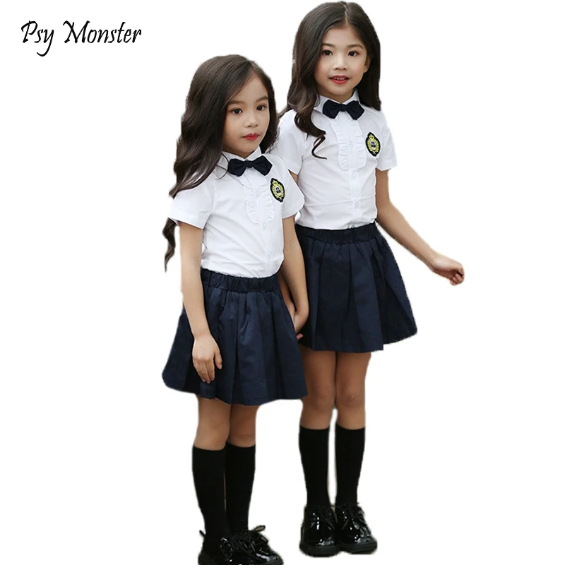 Опрятный школьная форма для девочек и мальчиков детская Корейская японский студент торжественное платье Детская рубашка плиссированные