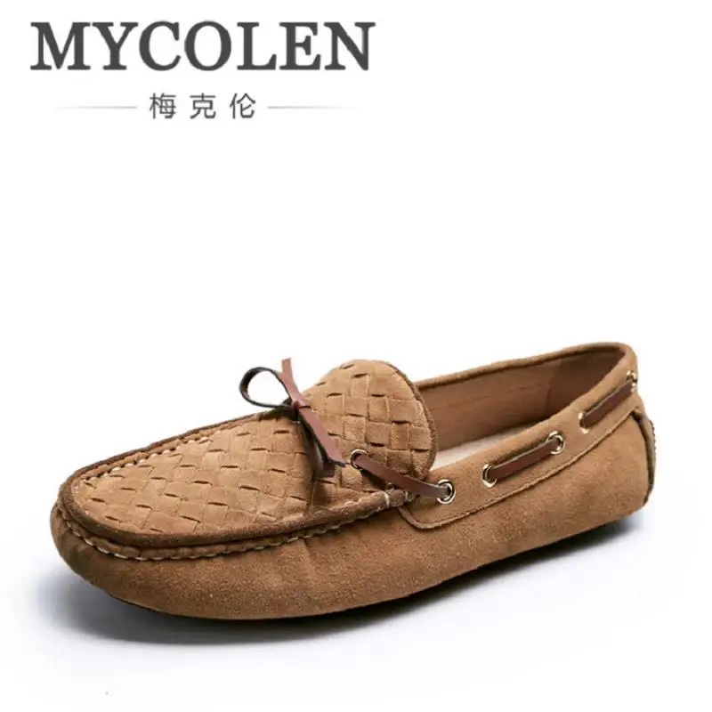 

MYCOLEN Soft Leather Men Loafers New Handmade Casual Men Moccasins For Men Simple Leather Flat Shoes Sapatos Homens Brown