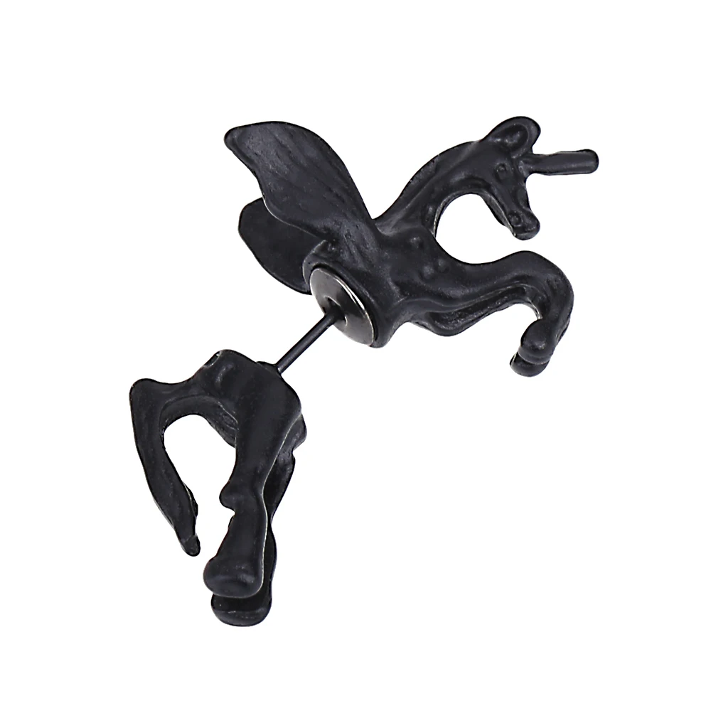 

Stud Earrings Punk Rock Gothic 3D Unicorn Stud Earrings Jewelry Exaggerated Personality Running Horse Piercing Ear Stud Earring