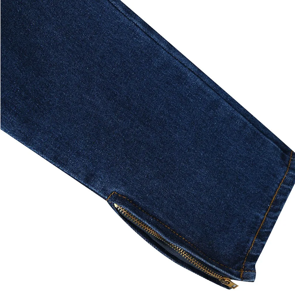 Summer Men s Pants Causal Cotton Pencil Pants Zipper Slim Fit Shredded Button Fly Denim Long 5
