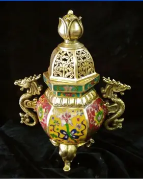 

35 cm * / Chinese cloisonne copper hollow out the dragon, OuHua incense burner