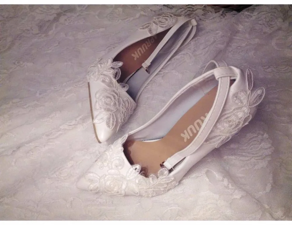 9cm thin high heels white lace wedding shoes woman sexy point toes brides lady party proms dress pumps shoes ankle straps