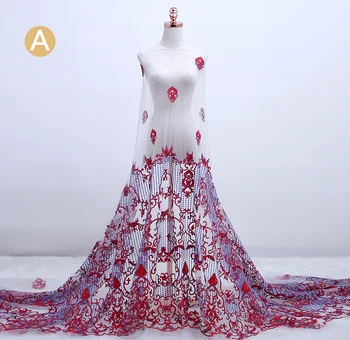 

1yard Embroidered thread Net cloth Lace Fabric Trim Ribbons DIY Sewing Handmade Materials 135*90cm 4 color