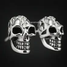 925 стерлингового серебра smille Череп Мужская Байкер Rocker Стад Серьги 8M005_# пара