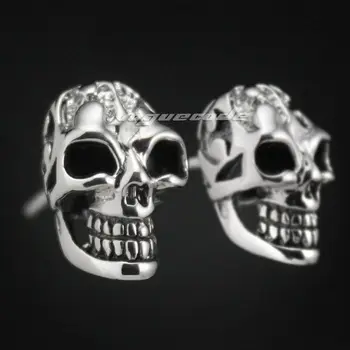 

925 Sterling Silver Smille Skull Mens Biker Rocker Stud Earring 8M005