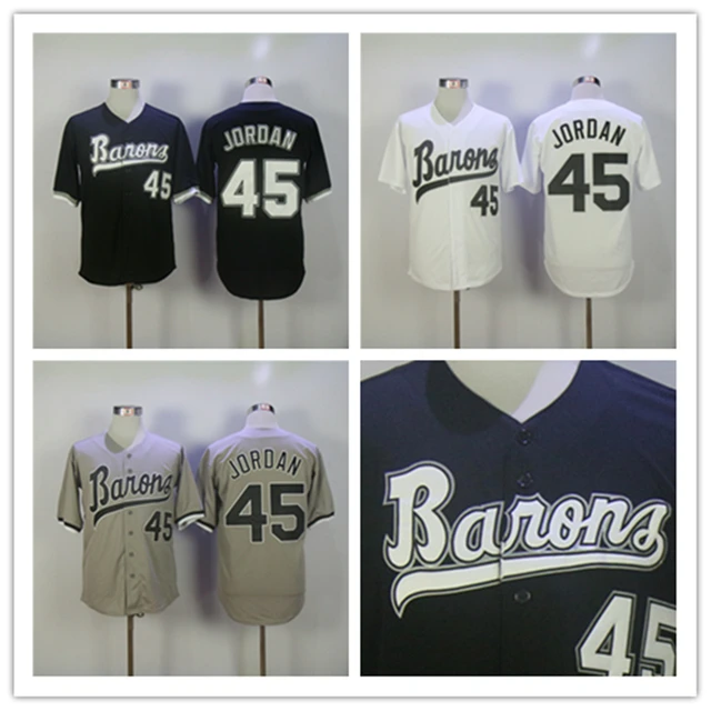 Mens Birmingham Barons Jersey Michael Jordan Rookie 45 Baseball Jersey Stitch Sewn M-3XL