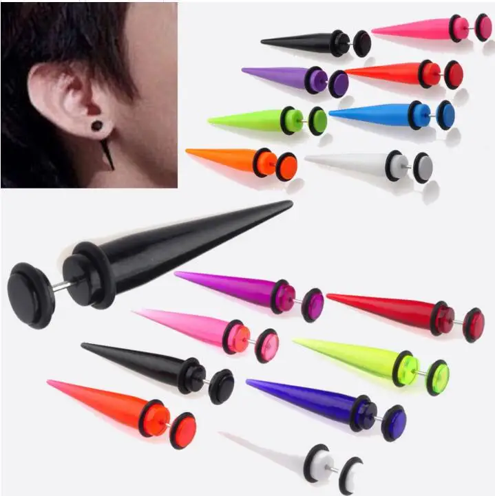 4pc men women Fake Ear Plugs Taper Gauges Expander Stretcher Piercing