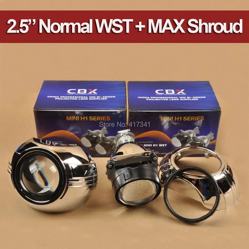 

2pcs/lot 2.5 inches Nornal WST HID Bi-xenon Projector Lens RHD/LHD + MAX Masks for H4 H7 Auto Headlight with High/Low Beam