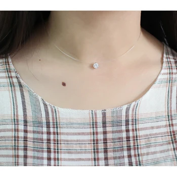 

Transparent Fish Line Necklace Crystal Rhinestone Zircon Choker Necklace Women Jewelry Accessories