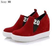 Обувь без шнуровки женские лоферы, увеличивающие рост, на плоской платформе, на танкетке, повседневная обувь на плоской подошве, большие размеры 34-40, 41, 42, 43