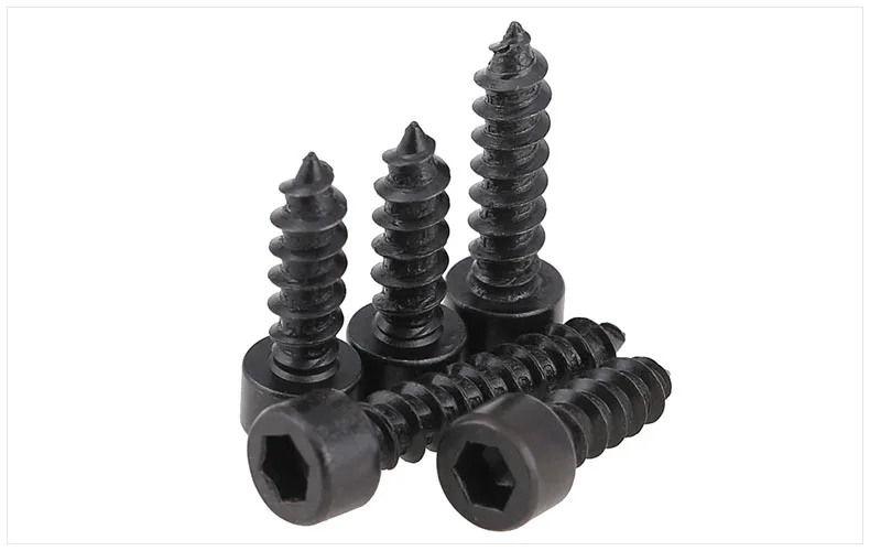 100pcs M5 Carbon Steel With Black Hexagon Socket Cap Head self tapping screw Model Screw M5*(16/20/25/30/35/40/50) mm DT2