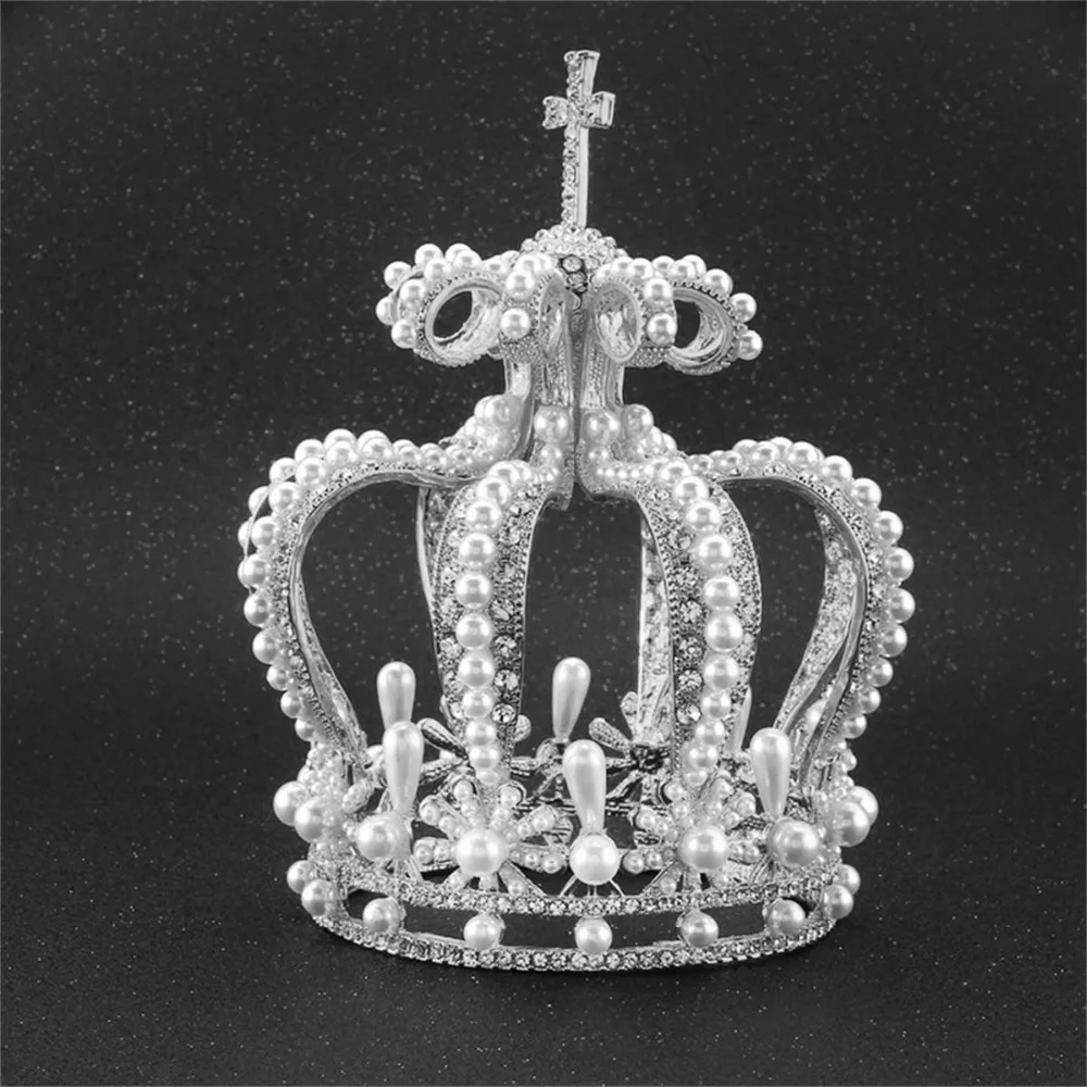 Большая корона кристалл с жемчугом тиары и короны Свадебная Корона невесты