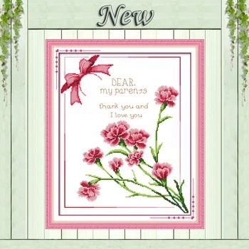 

carnation,gratitude,Pattern print on cloth DMC 11CT 14CT Cross Stitch kit,needlework embroider for Set,Flowers Crafts Home Decor
