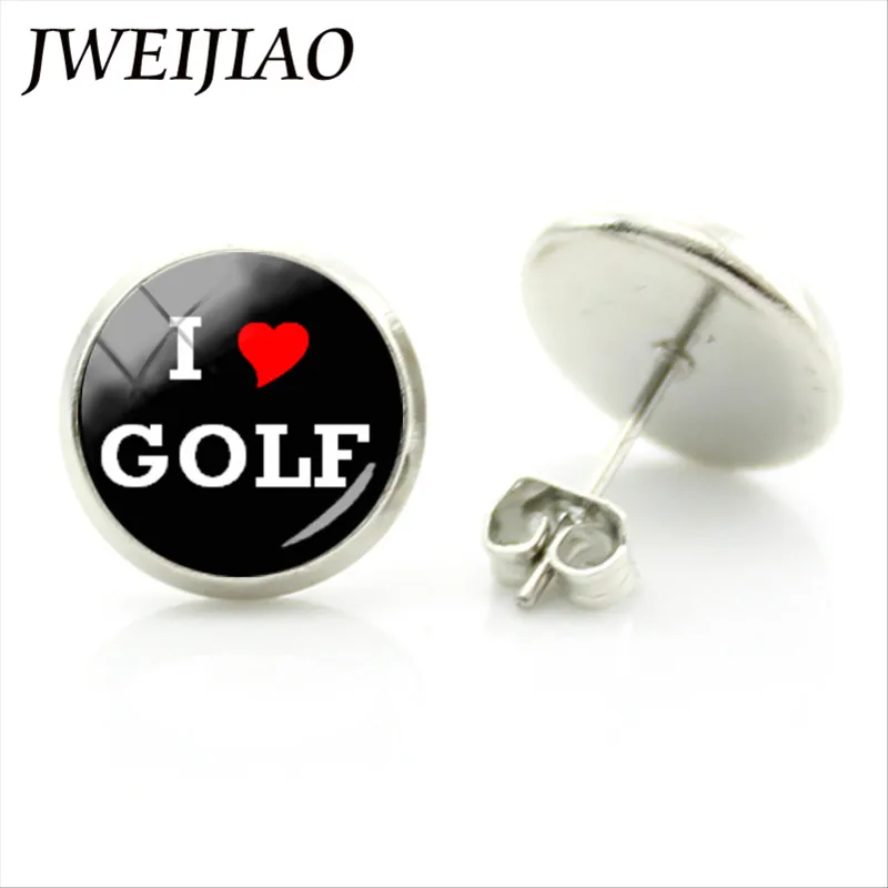 JWEIJIAO 2018 новые модные серьги гвоздики для гольфа I Love повседневные спортивные