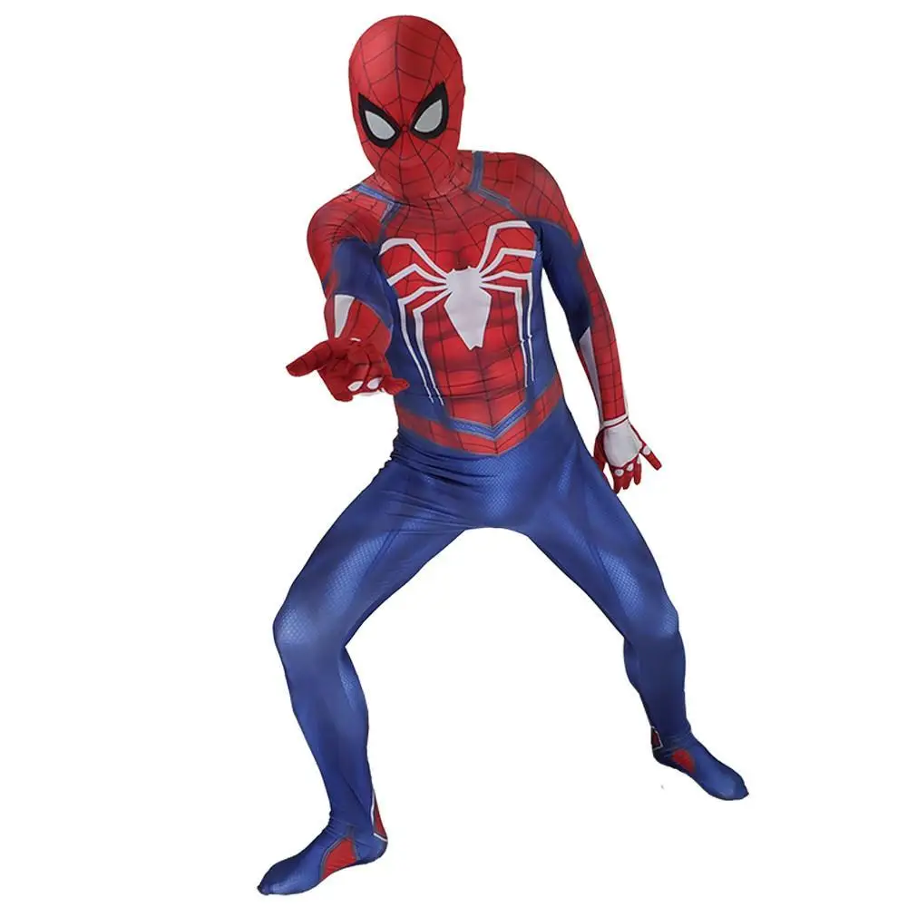 Spider-Man PS4 Cosplay Costume Video Game 3D Print Spiderman Full Bodysuit Halloween Costume For Kids Superhero Fancy Dress