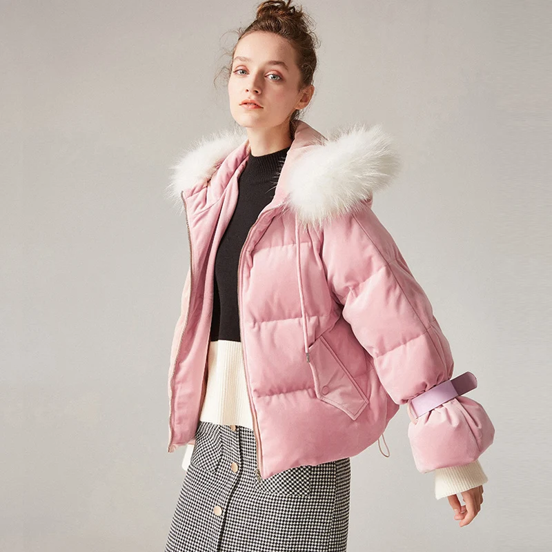 

Winter Jacket Women Short Parka 2018 Women's Winter Jackets Big Real Raccoon Fur Collar Hooded Slim Thicken Coats Female Parkas