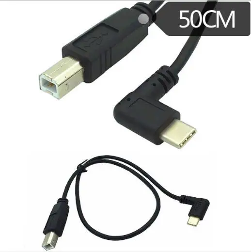 

Right elbow type-c 90 degrees to USB standard B type data cable Mobile phone connected HUB hard disk printer 0.5m