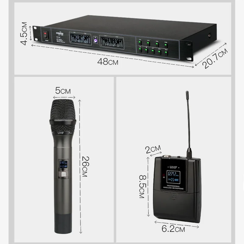 Одежда высшего качества 4 канала Беспроводной система микрофонов UHF караоке Системы беспроводные четыре ручной микрофон поясной дома