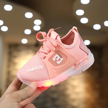 

New Spring Autumn Kids Led Shoes Fashion Glowing Sneakers For Girls Boys Mesh Children Shoes Led Luminous Shoes Sneakers