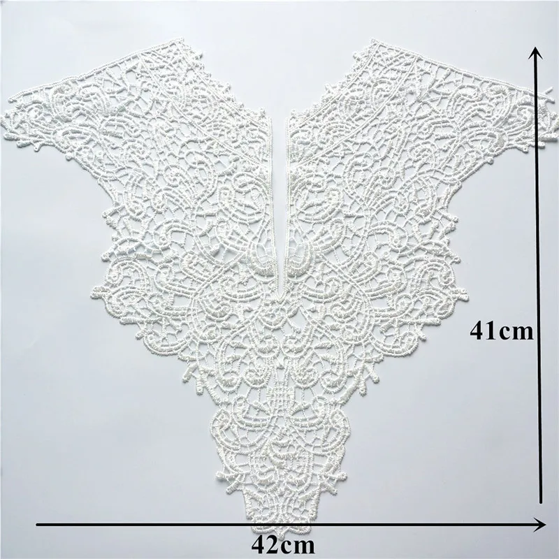 42 см вышитые V воротник аппликации полые резные Синий Черный Красный Белое кружево для отделки ткани вышивать на пачках для свадебного платья DIY