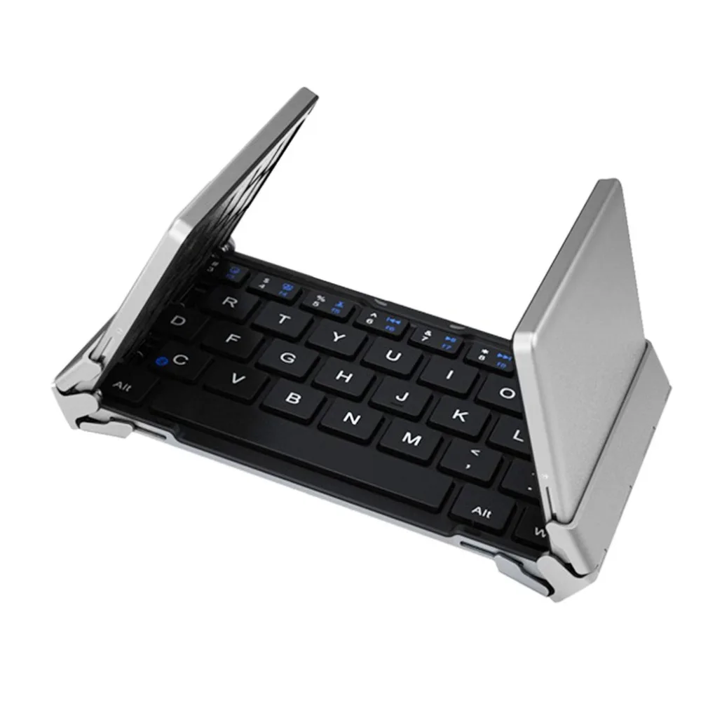 

Aluminium Alloy Three Fold Foldable Bluetooth Keyboard Usb Charging Cable for Phones Tablet for iOS Android Windows PC Tablet