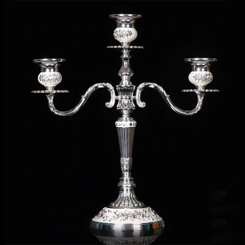 European Accents Embossed Rose Flower Design Gold Plating with White Hand Painted 3 pieces Zinc Alloy Stick Candle Holders European Accents Embossed Rose Flower Design Gold Plating with White Hand Painted 3 pieces Zinc Alloy Stick Candle Holders