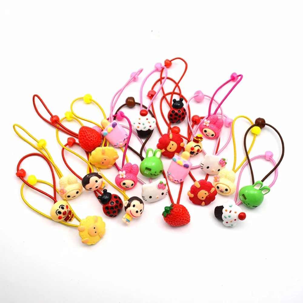 

Cute Colorful Cartoon Elastic Hair Band Ponytail Holder Candy Color Little Girl Jewelry Accessories Send Randomly