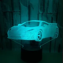 Автомобильные цветные 3d огни, спортивный автомобиль, креативный визуальный стерео 3d настольные лампы для гостиной, современная настольная лампа
