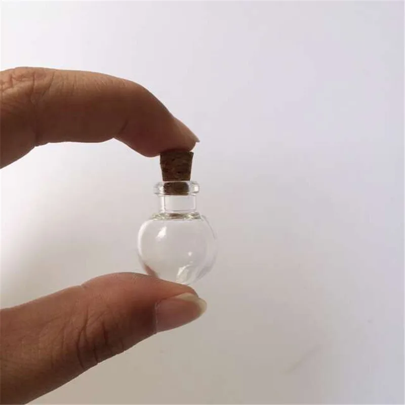 Round Ball Mini Bottles Pendants Necklace Small Glass Bottles With Cork Gift Glass Jars Vial 20pcs new