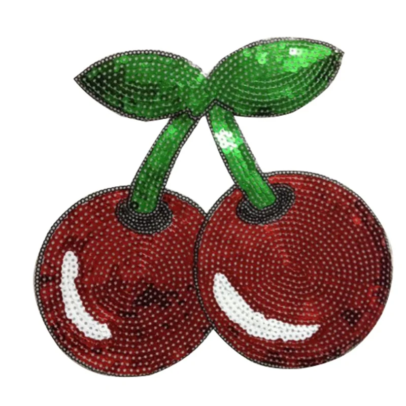 

1 Pcs T Shirt Women Fruit Patch Sequins20cm Red Cherry Deal With It Iron On Patches For Clothing 3d T Shirt Mens Free Shipping