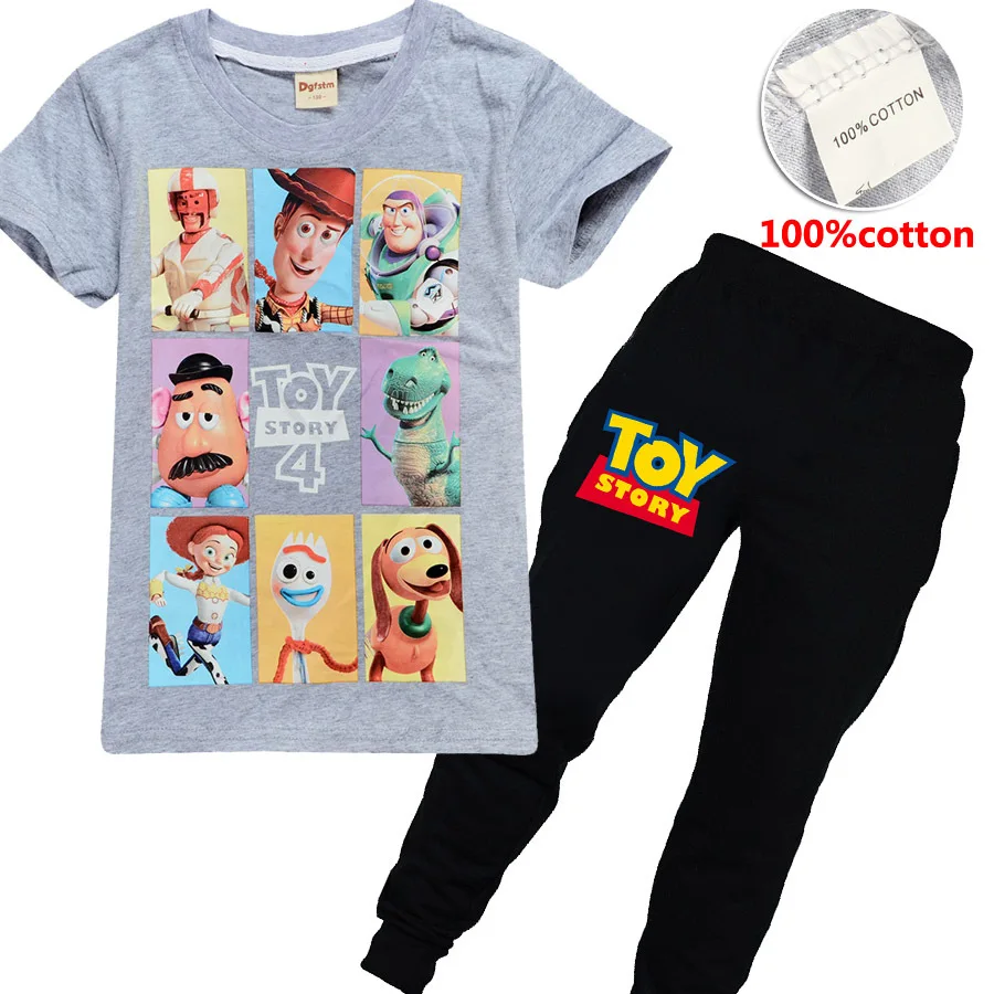 Toy Story 4 Cartoon Cosplay Kids Cotton Clothes Sets Baby Girls Boys Sports Hoodie T-Shirt Pants 2pcs/Sets Casual Tracksuit