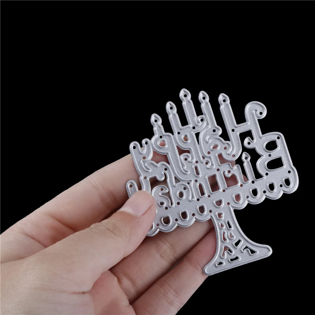 

Happy Birthday Embossing Metal Cutting Dies Stencils Scrapbooking For DIY Scrapbooking Photo Album Paper Card Craft cake candles