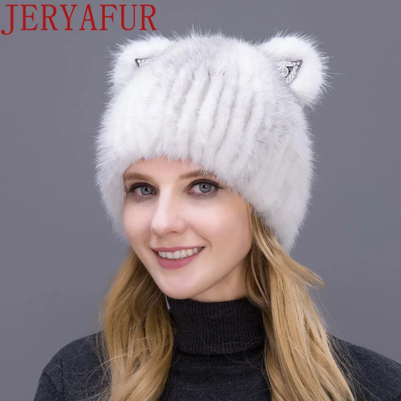 JERYAFUR зимняя женская Горячая Распродажа шапка из натурального меха лисы шерсть норки вязаная теплая зимняя шапка модная шапка в русском стиле