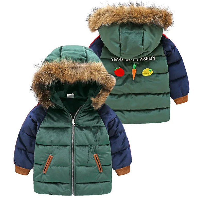 

Boys Outwear Coat 2019 Cold Winter 3-10 11 12 Years Cotton Padded Cartoon Thickening Handsome Kids Baby Boys Hooded Jacket