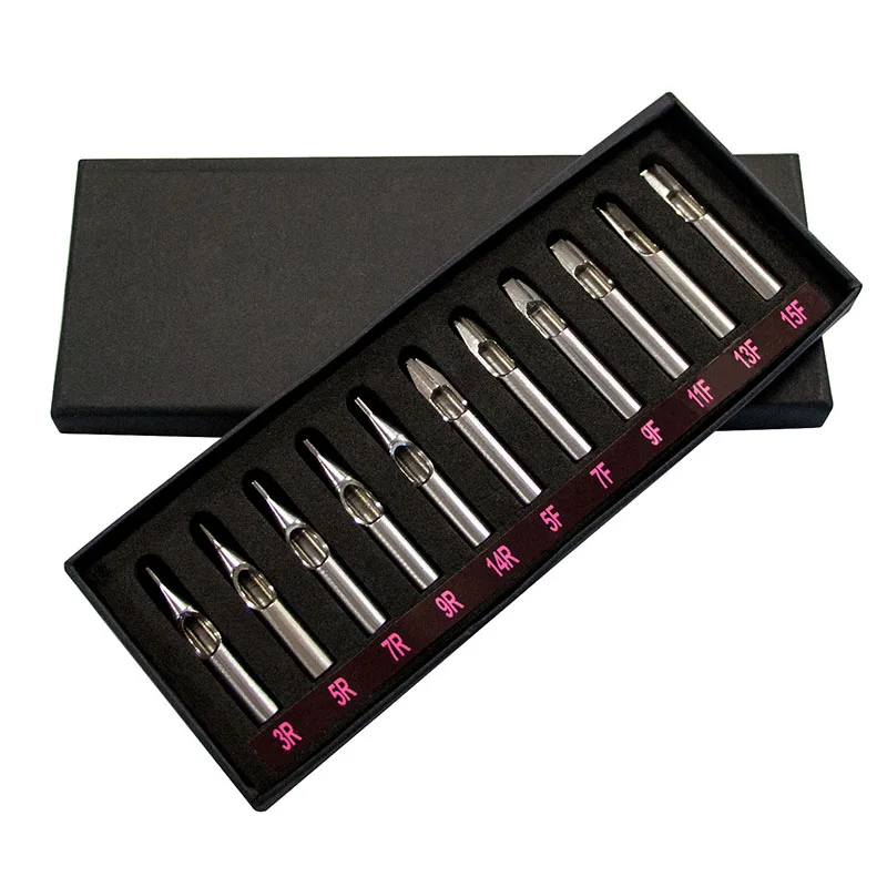 

Tattoo Stainless Steel Nozzle Tips Tubes Set Kit Box Round Flat Tattoo Tips Mixed For Tattoo Needles Machine Grip Supply