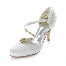 Neue ankunft runde kappe zwei stücke hochzeit high heels party satin braut bridemaid der blume schuhe pumpt stilett 183-29 ZHL