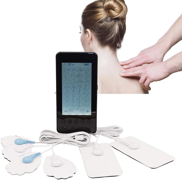 Portable Digital 28 Modes Electric Pulse TENS Body Massager LCD Touch