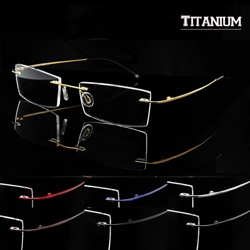 

Wholesale (3pcs/lot) New Pure Titanium Rimless Glasses Men Memory Flexible Frameless Glasses oculos de grau feminino JL366-15