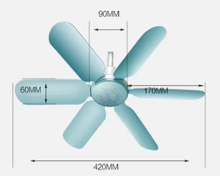 Dani Zhang 220 В 7 Вт бытовой бесшумный мини вентилятор потолочный вентилятор энергосберегающий вентилятор ABS 6 лопастей синий