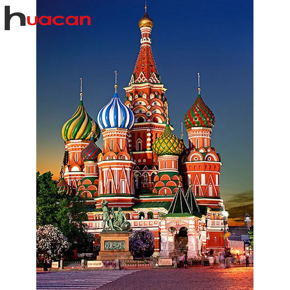 301.72руб. 33% СКИДКА|Алмазная живопись Huacan 5D, полностью квадратная мозаика с изображением Русской церкви, стразы, картина, вышивка, распродажа, домашний декор, Прямая поставка-in Алмазная роспись, вышивка крестом from Дом и животные on AliExpress