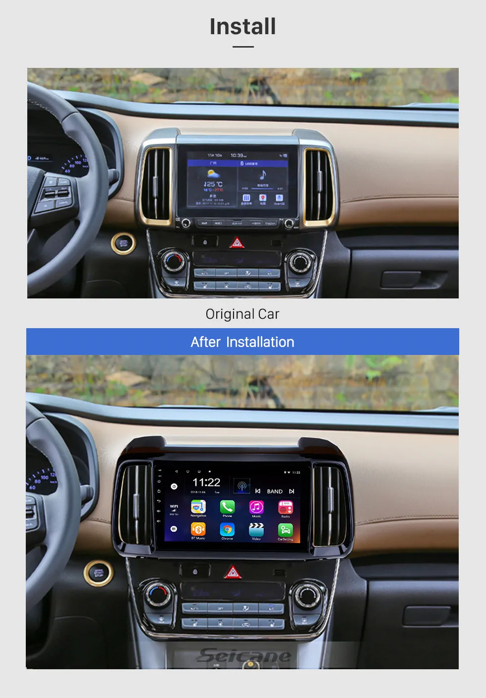 Clearance Seicane Android 8.1 Car GPS Navi Unit Player for 2018 Hyundai IX35 9 inch Radio Steering Wheel Control Mirror Link 3