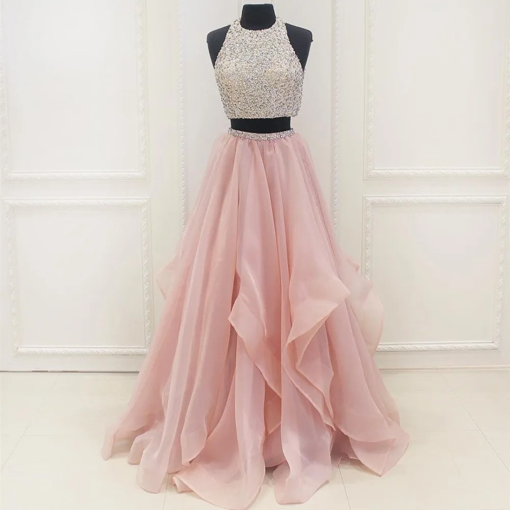 

Formal Blush Pink Organza Ruffles Long Skirts For Bridal Sperkle Beaded Sequined Women Skirt Zipper Custom Made Photography