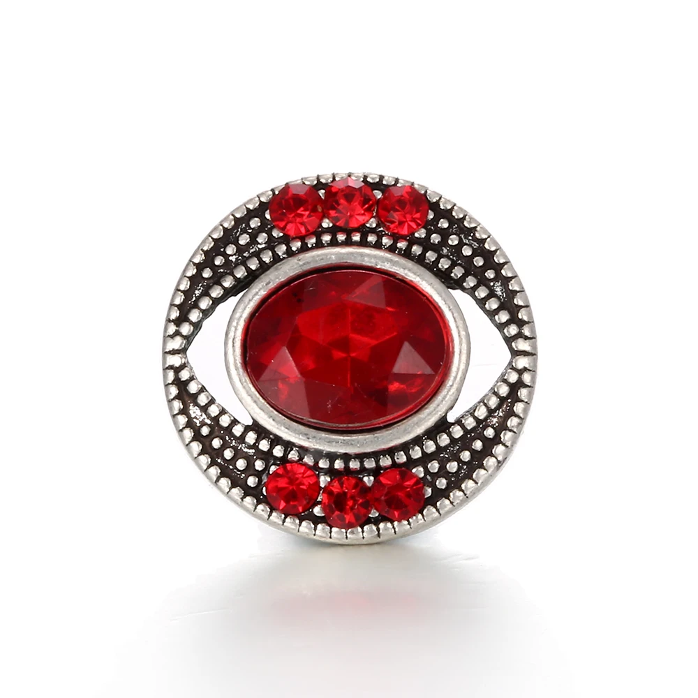 4 Colors Crystal Eyeball Ginger Snap Button Jewelry Vintage Metal 18mm