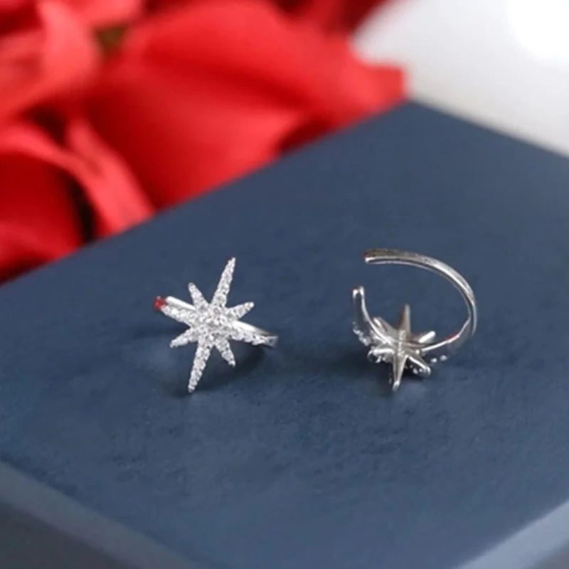 1Pcs Fashion Women Silver&Rose Gold Star Ear Cuff Micro Pave CZ Zircon No Hole Small Sized Girl Clip Earring Cuff Korean