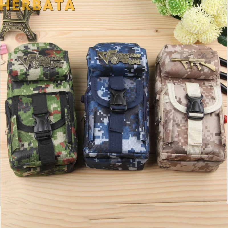 

Boy Large Capacity Camouflage Design Pencil Bag Cases Oxford Fabric Cross Fire Pencil Pouch Pen Sack School Child Gifts Prizes