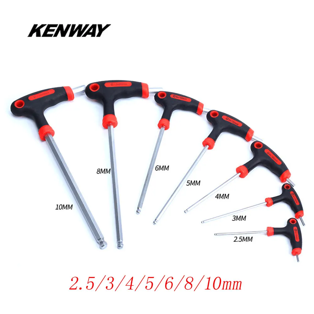 Универсальный инструмент KENWAY для горного велосипеда, 7 размеров, 2,5-10 мм, легированная сталь, Аллен ключ, набор инструментов для ремонта велосипеда, для педали тормоза, гарнитура