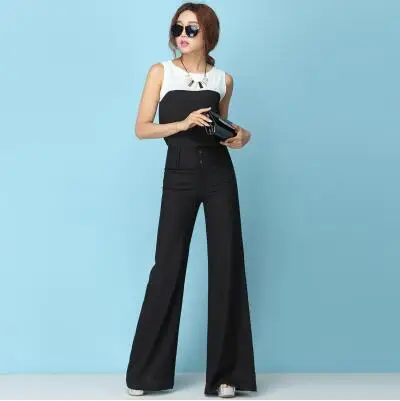 Летние новые модные повседневные тонкие льняные брюки размера плюс для женщин и девочек, 6 цветов, широкие расклешенные брюки, одежда - Цвет: Черный