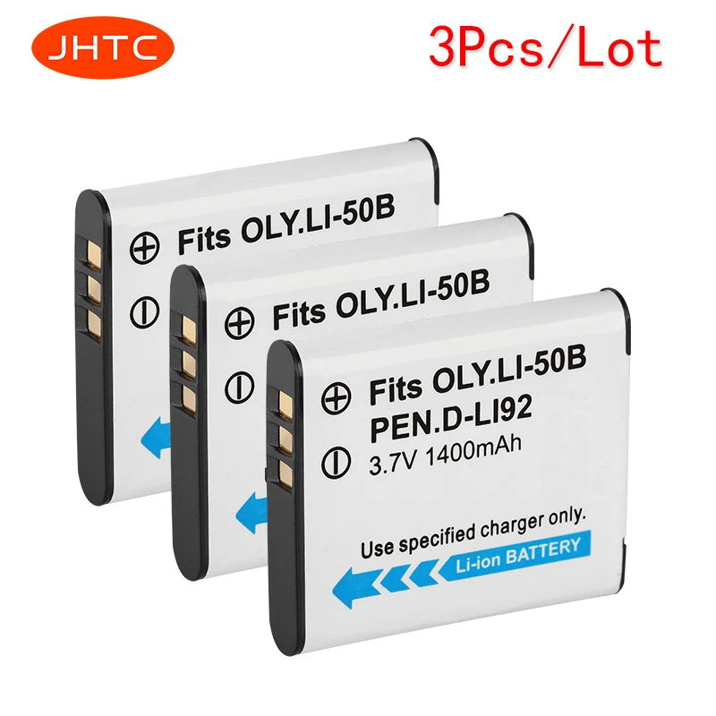 JHTC 3pcs/lot 1400mAh LI 50B LI 50B LI50B Camera Battery for Olympus LI